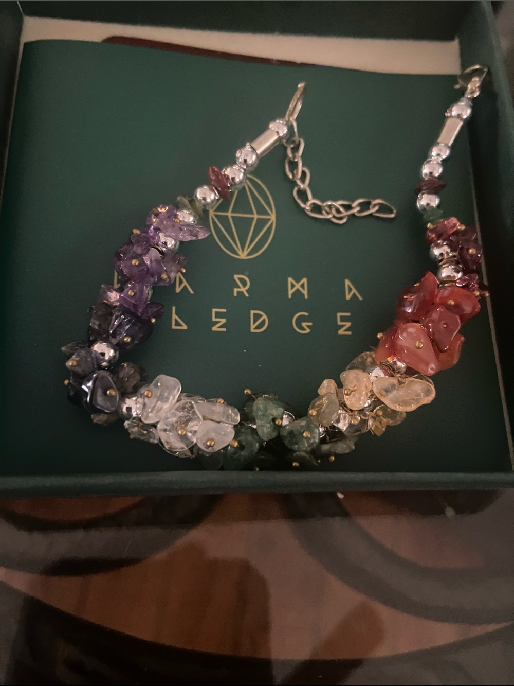 Multicolor Gemstone Chip Bracelet - Rainbow Stone Accent